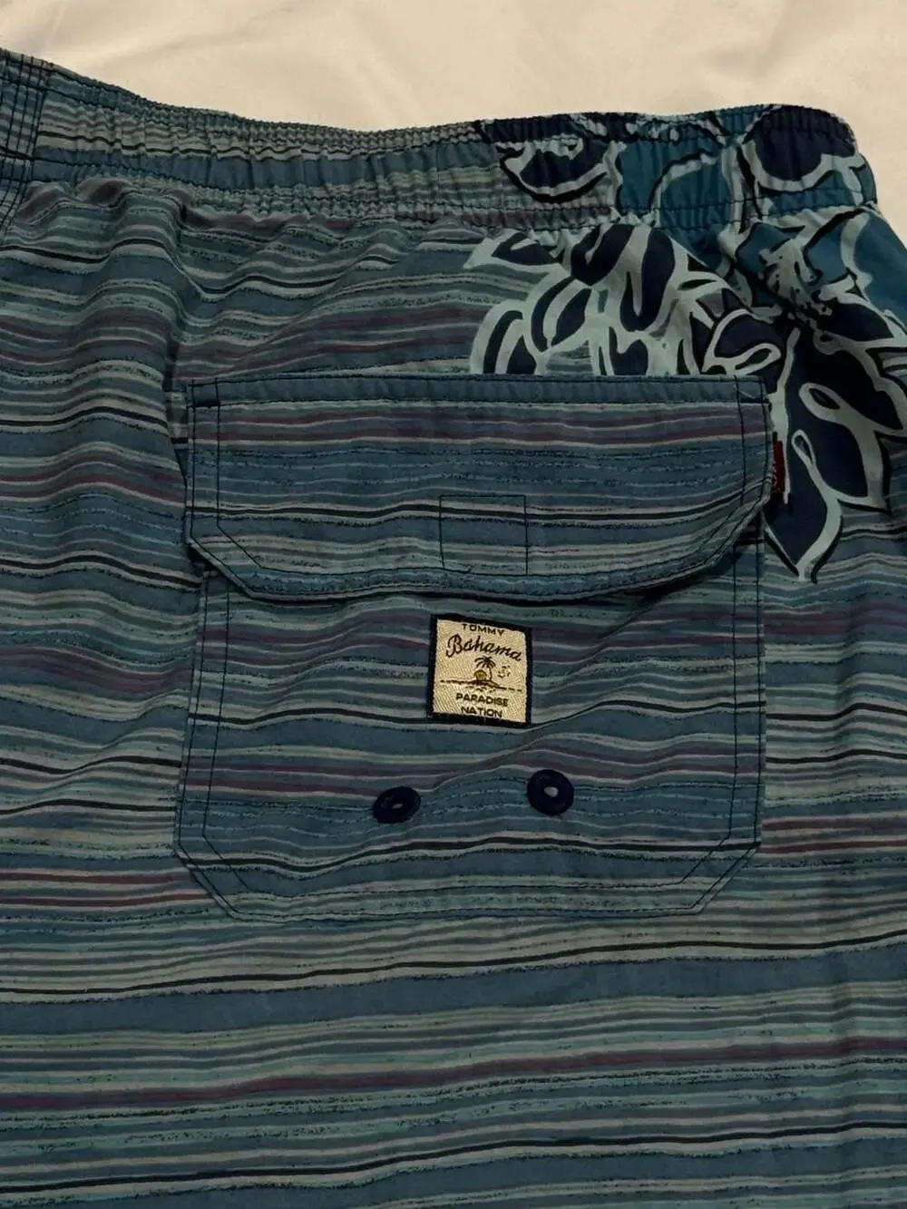 Vintage Tommy Bahama Mens Board Shorts Floral Swim Blue